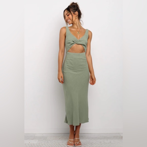 SOLD NWT Petal & Pup APOLLO cut out DRESS - OLIVE - Picture 5 of 5